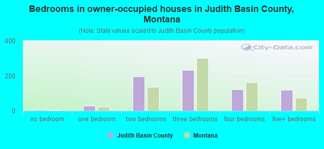Bedrooms in owner-occupied houses in Judith Basin County, Montana
