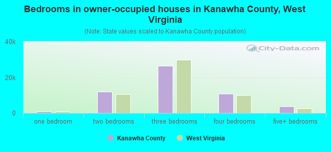 Bedrooms in owner-occupied houses in Kanawha County, West Virginia