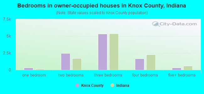 Bedrooms in owner-occupied houses in Knox County, Indiana