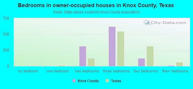 Bedrooms in owner-occupied houses in Knox County, Texas