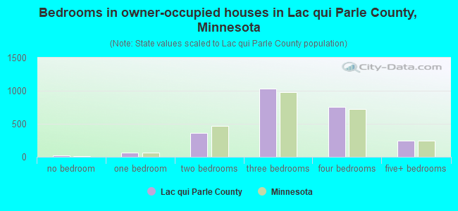 Bedrooms in owner-occupied houses in Lac qui Parle County, Minnesota
