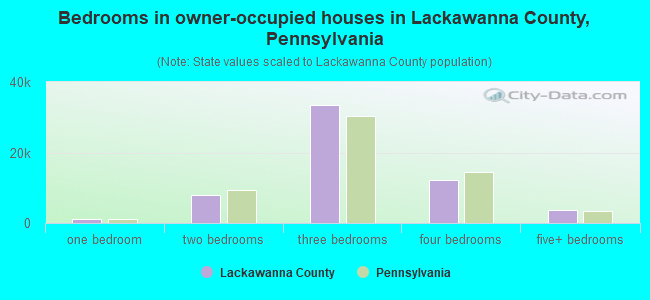 Bedrooms in owner-occupied houses in Lackawanna County, Pennsylvania