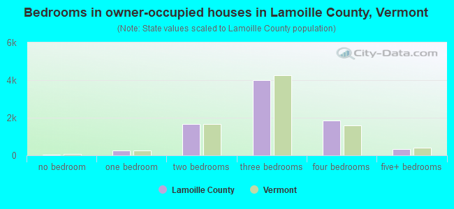 Bedrooms in owner-occupied houses in Lamoille County, Vermont