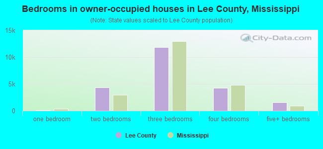 Bedrooms in owner-occupied houses in Lee County, Mississippi