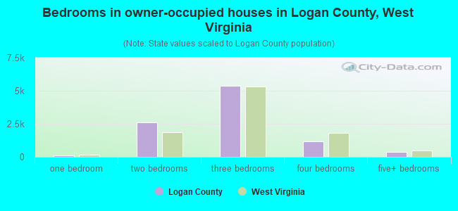 Bedrooms in owner-occupied houses in Logan County, West Virginia