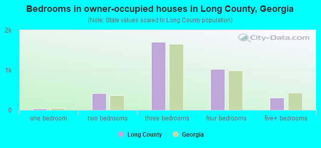 Bedrooms in owner-occupied houses in Long County, Georgia