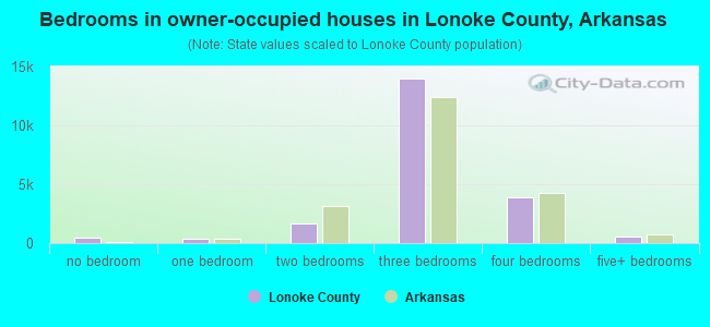 Bedrooms in owner-occupied houses in Lonoke County, Arkansas