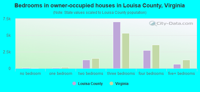 Bedrooms in owner-occupied houses in Louisa County, Virginia