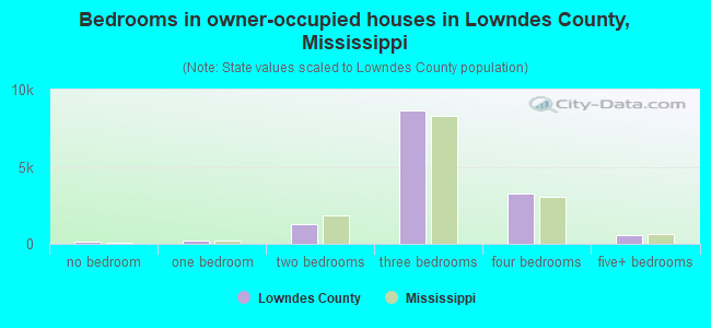 Bedrooms in owner-occupied houses in Lowndes County, Mississippi