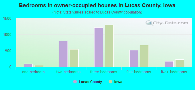 Bedrooms in owner-occupied houses in Lucas County, Iowa