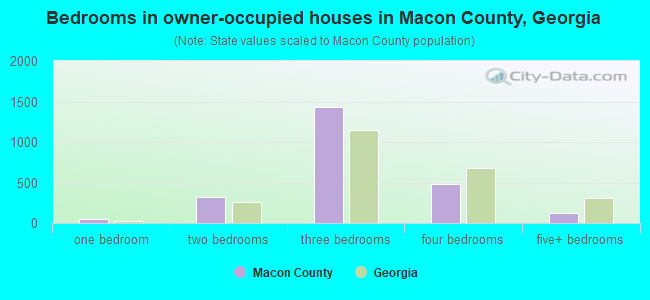 Bedrooms in owner-occupied houses in Macon County, Georgia