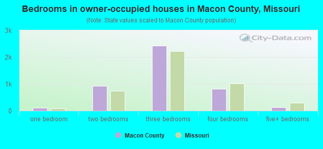 Bedrooms in owner-occupied houses in Macon County, Missouri