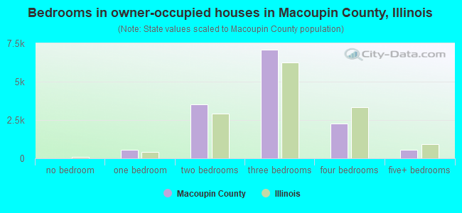 Bedrooms in owner-occupied houses in Macoupin County, Illinois