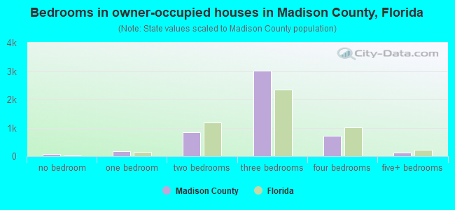 Bedrooms in owner-occupied houses in Madison County, Florida