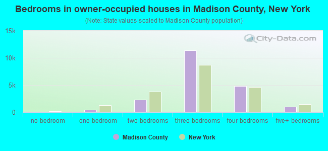 Bedrooms in owner-occupied houses in Madison County, New York