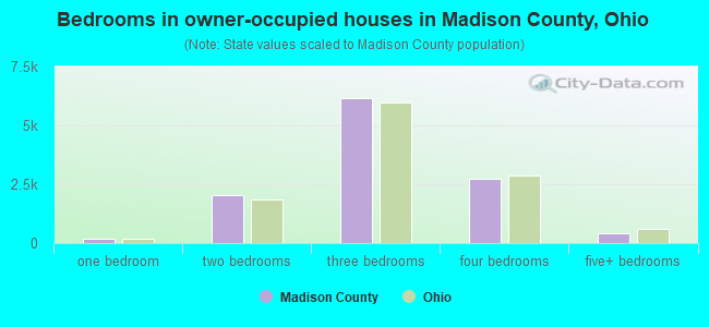 Bedrooms in owner-occupied houses in Madison County, Ohio