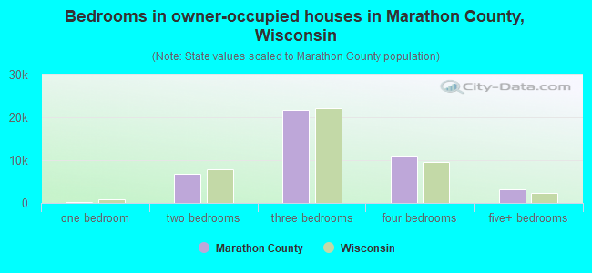 Bedrooms in owner-occupied houses in Marathon County, Wisconsin