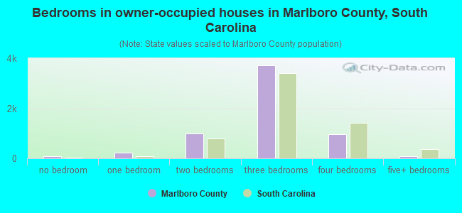 Bedrooms in owner-occupied houses in Marlboro County, South Carolina
