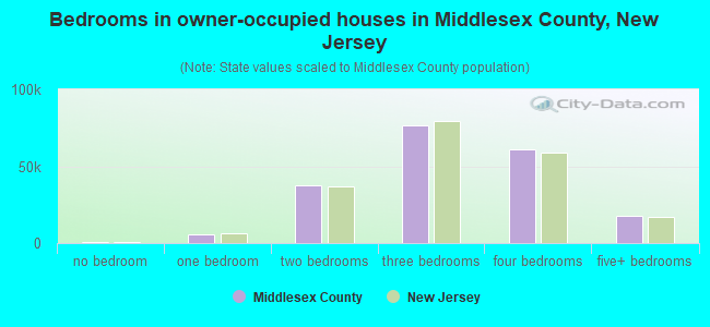 Bedrooms in owner-occupied houses in Middlesex County, New Jersey