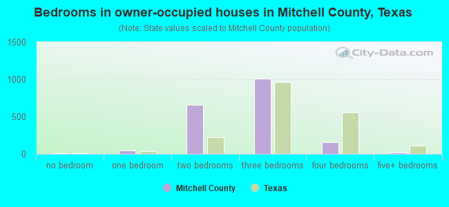 Bedrooms in owner-occupied houses in Mitchell County, Texas