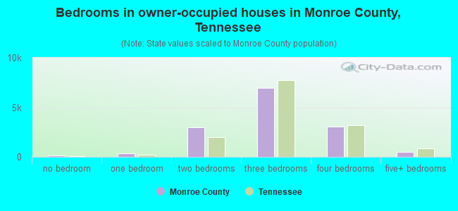 Bedrooms in owner-occupied houses in Monroe County, Tennessee