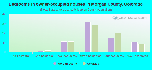 Bedrooms in owner-occupied houses in Morgan County, Colorado