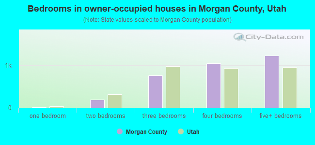 Bedrooms in owner-occupied houses in Morgan County, Utah