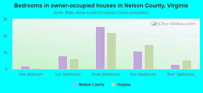 Bedrooms in owner-occupied houses in Nelson County, Virginia