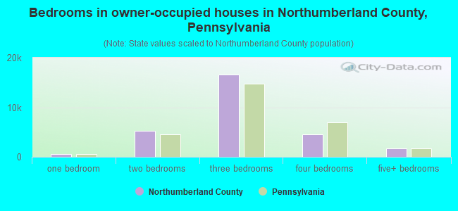 Bedrooms in owner-occupied houses in Northumberland County, Pennsylvania