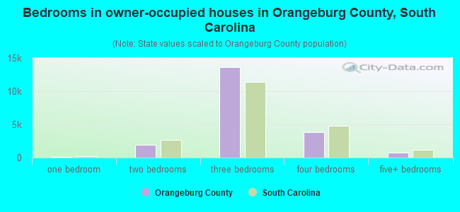 Bedrooms in owner-occupied houses in Orangeburg County, South Carolina