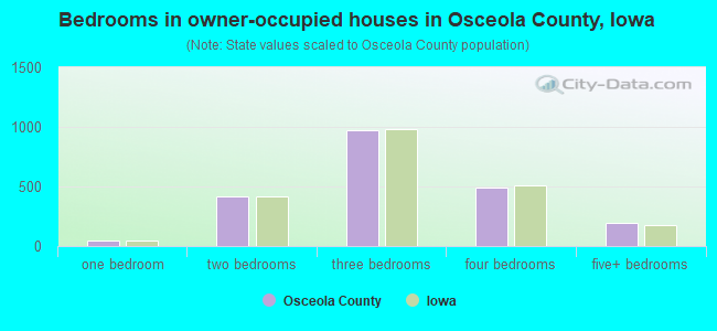 Bedrooms in owner-occupied houses in Osceola County, Iowa