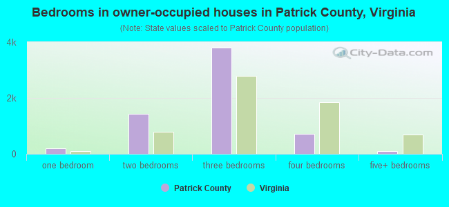 Bedrooms in owner-occupied houses in Patrick County, Virginia