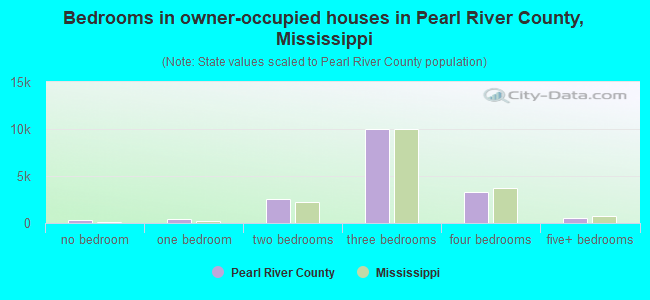 Bedrooms in owner-occupied houses in Pearl River County, Mississippi