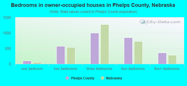 Bedrooms in owner-occupied houses in Phelps County, Nebraska