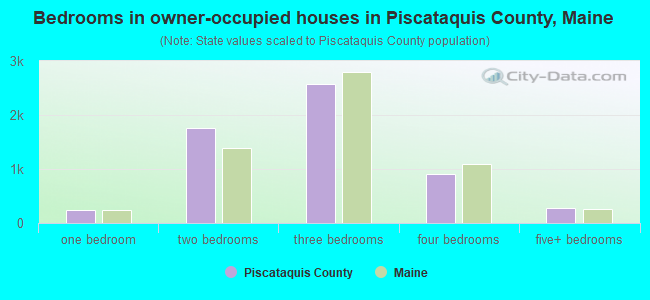 Bedrooms in owner-occupied houses in Piscataquis County, Maine