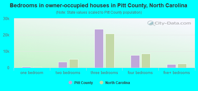 Bedrooms in owner-occupied houses in Pitt County, North Carolina