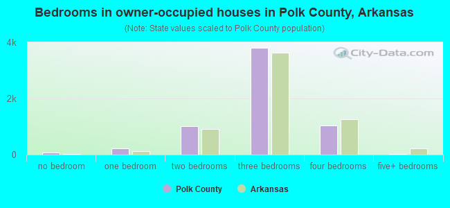 Bedrooms in owner-occupied houses in Polk County, Arkansas
