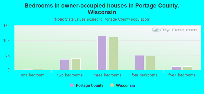 Bedrooms in owner-occupied houses in Portage County, Wisconsin