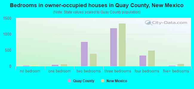 Bedrooms in owner-occupied houses in Quay County, New Mexico