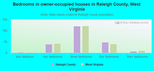 Bedrooms in owner-occupied houses in Raleigh County, West Virginia