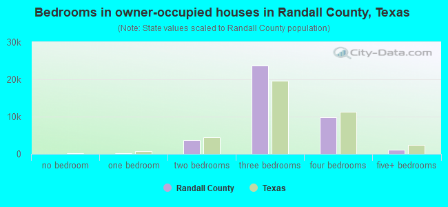 Bedrooms in owner-occupied houses in Randall County, Texas