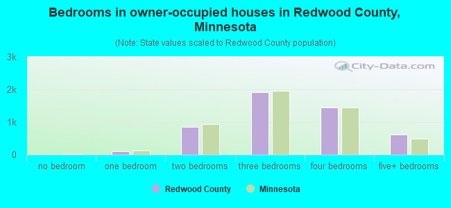 Bedrooms in owner-occupied houses in Redwood County, Minnesota