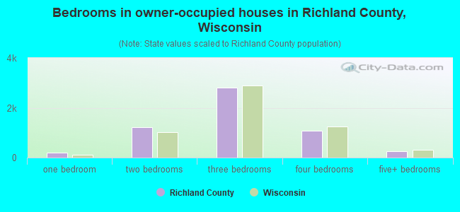 Bedrooms in owner-occupied houses in Richland County, Wisconsin