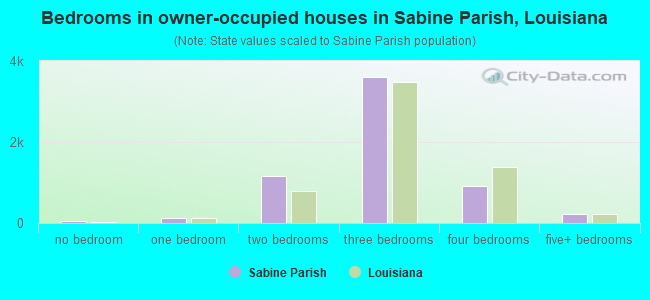 Bedrooms in owner-occupied houses in Sabine Parish, Louisiana