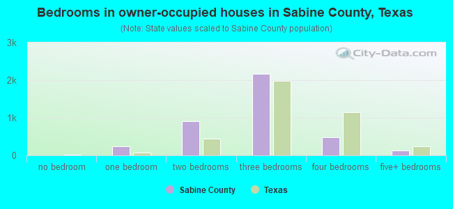 Bedrooms in owner-occupied houses in Sabine County, Texas