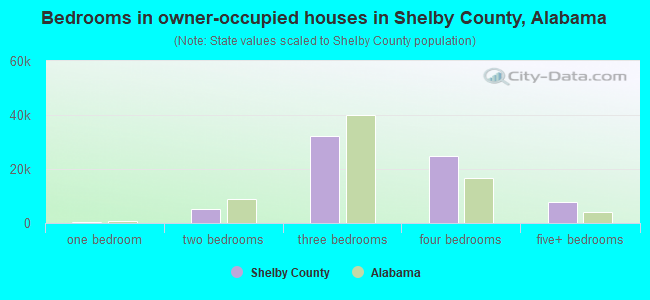 Bedrooms in owner-occupied houses in Shelby County, Alabama