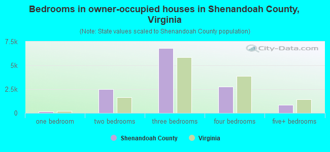 Bedrooms in owner-occupied houses in Shenandoah County, Virginia