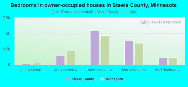 Bedrooms in owner-occupied houses in Steele County, Minnesota