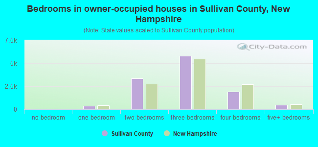 Bedrooms in owner-occupied houses in Sullivan County, New Hampshire