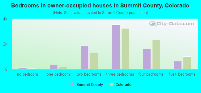 Bedrooms in owner-occupied houses in Summit County, Colorado